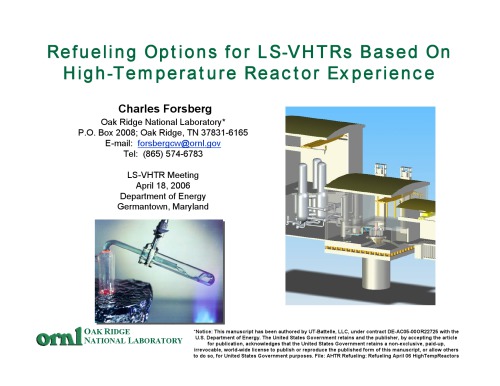 Refueling Options for LS-VHTRs [pres. slides]