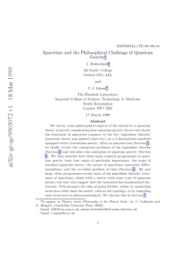 Spacetime and the Philosophical Challenge of Quantum Gravity [lg article]