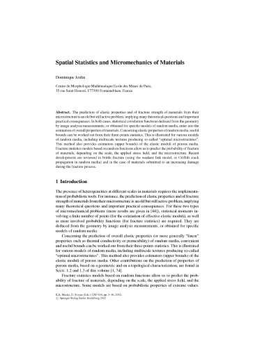 Spatial Statistics and Micromechanics of Materials [mtls sci]