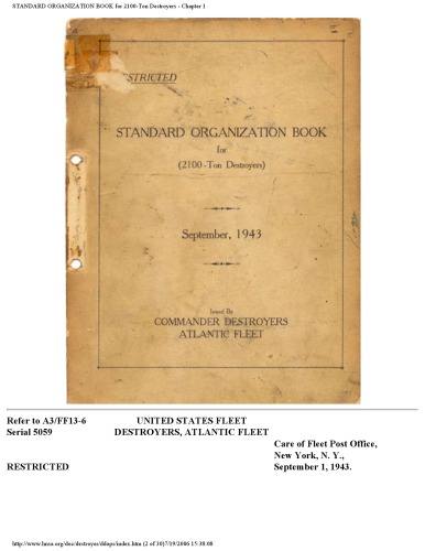 Standard Orginization Book for 2100-Ton Destroyers [website capture]