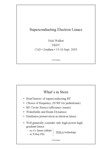 Superconducting Electron Linacs [lecture slides]