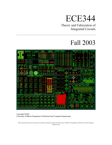 Theory and Fabrication Of Intergrated Circuits - ECE 344 Lab Manual