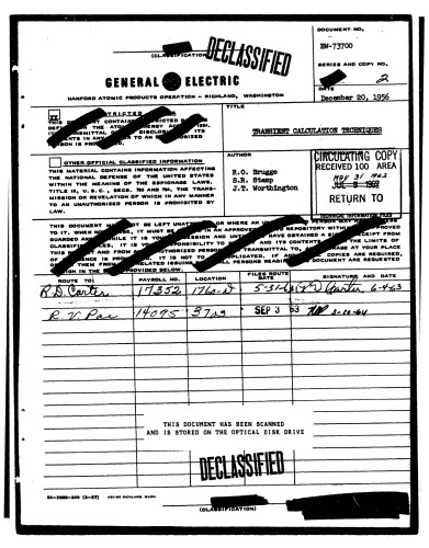 Transient [nuclear reactor] Calculation Techniques [declassified]