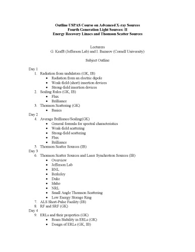 USPAS - Advanced X-Ray Sources [lecture slides]