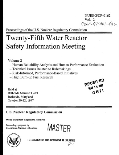 Water Reactor Safety Info Meeting Vol 2 [25th, transactions]