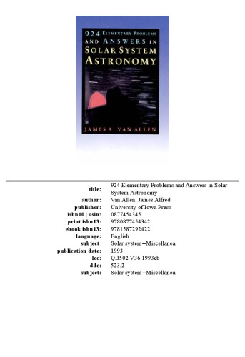 924 elementary problems and answers in solar system astronomy