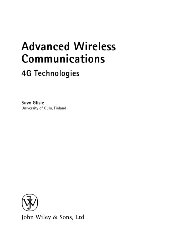 Advanced wireless communications : 4G technologies