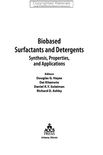 Biobased surfactants and detergents : synthesis, properties, and applications