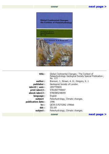 Global continental changes : the context of palaeohydrology