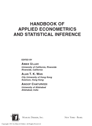 Handbook of applied econometrics and statistical inference