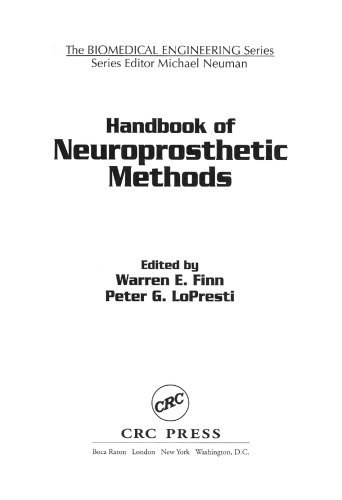 Handbook of neuroprosthetic methods