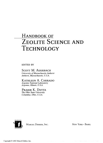 Handbook of zeolite science and technology