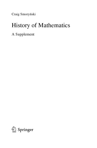 History of mathematics : a supplement