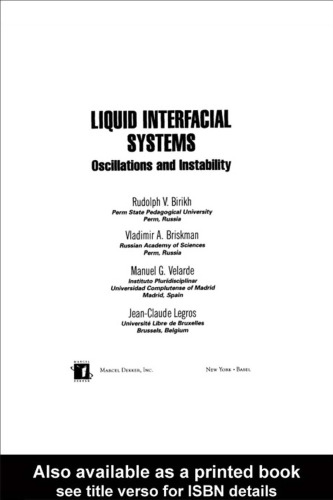 Liquid interfacial systems : oscillations and instability