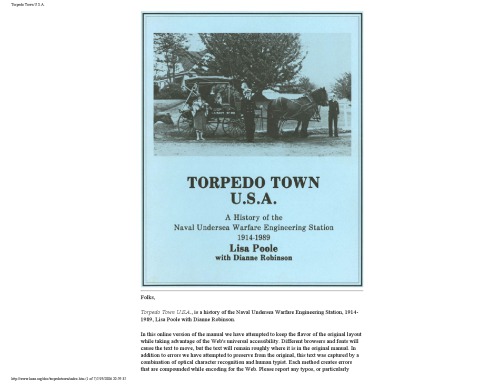 Torpedo town usa : a history of the naval undersea warfare engineering station