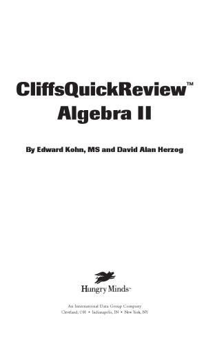 Wiley CliffsQuickReview Algebra II 