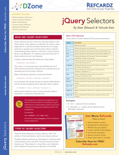 DZone Refcardz jQuery Selectors 