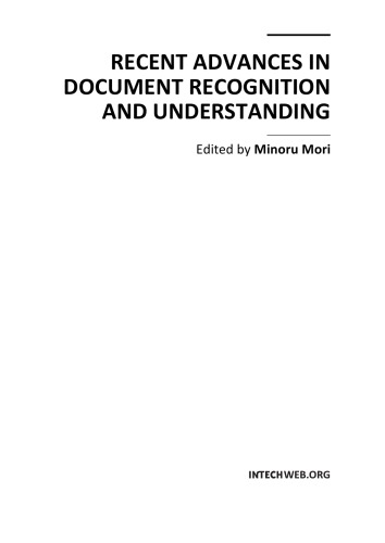 Recent Advances in Document Recognition and Understanding