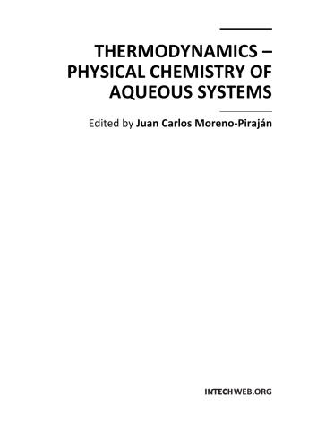 Thermodynamics - Physical Chem. of Aqueous Systs