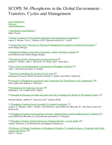 Phosphorus in the global environment : transfers, cycles, and management