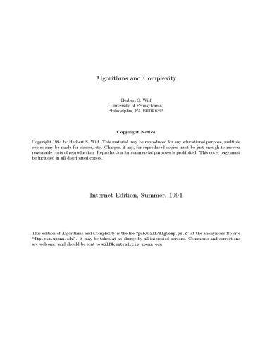 Algorithms and complexity