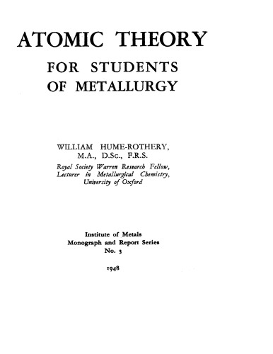 Atomic theory for students of metallurgy