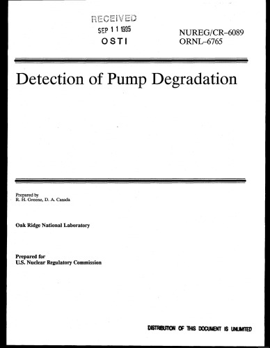 Detection of pump degradation