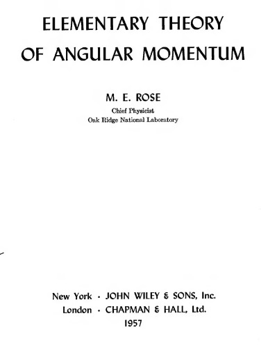 Elementary theory of angular momentum