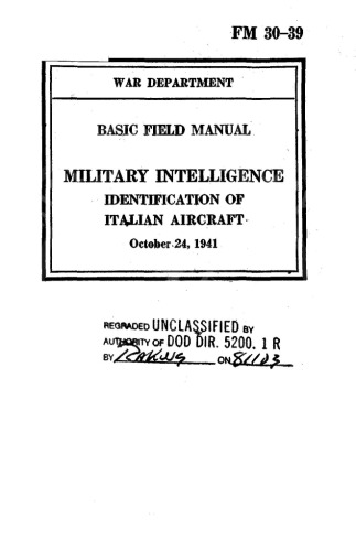 Military intelligence : identification of Italian aircraft