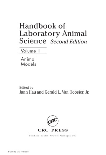 Handbook of Laboratory Animal Science [Vol 2 - Animal Models]