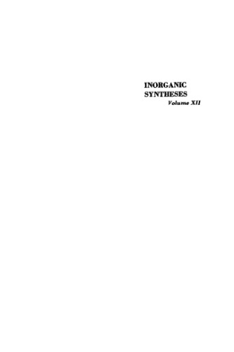 Inorganic syntheses. / Volume 12