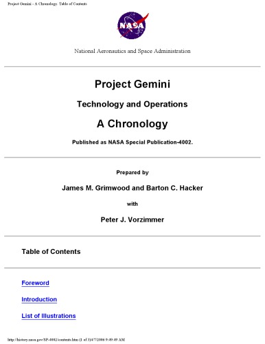 Project Gemini: technology and operations; a chronology