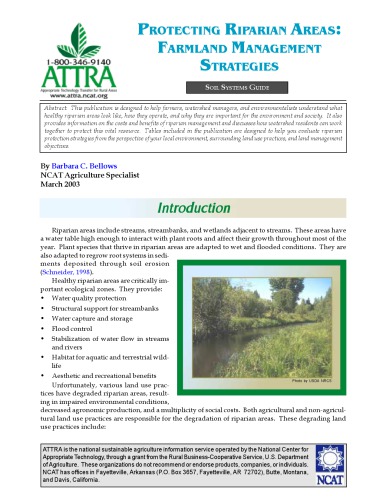 Protecting riparian areas : farmland management strategies