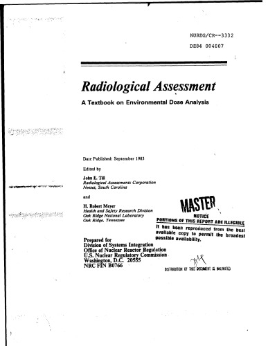 Radiological assessment : a textbook on environmental dose analysis