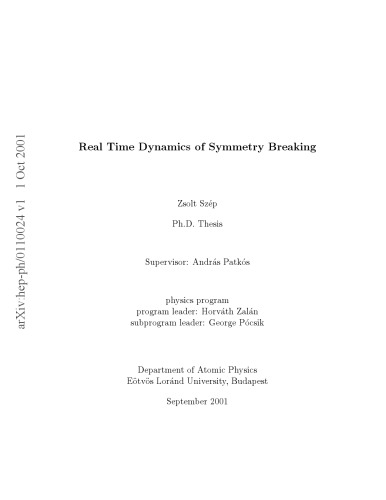 Real Time Dynamics of Symmetry Breaking