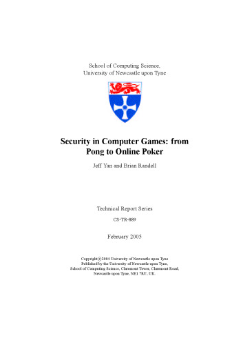 Security in Computer Games: from Pong to Online Poker