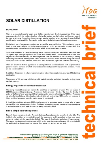 Solar distillation