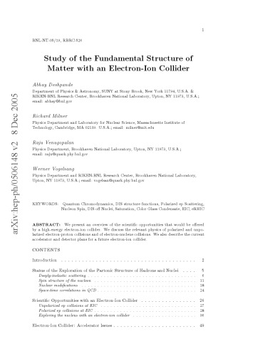 Study of the Fundamental Structure of Matter with an Electron-Ion Collider