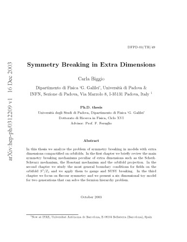 Symmetry Breaking in Extra Dimensions