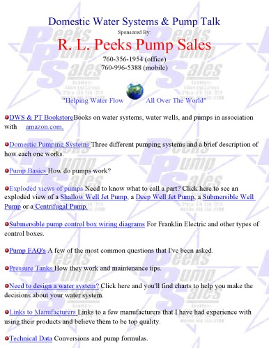 Domestic water systems & pump talk