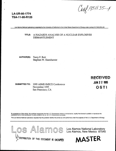 A hazards analysis of a nuclear explosives dismantlement