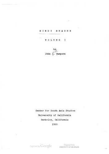 Hindi reader by John J. Gumperz. Vol. 1