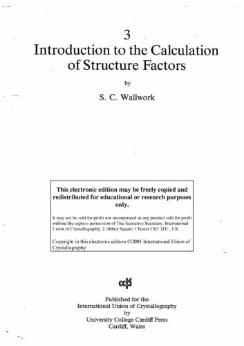 Introduction to the calculation of structure factors