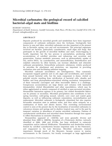 Microbial carbonates: the geological record of calcified bacterial-algal mats and biofilms