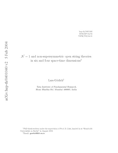 N = 1 and non-supersymmetric open string theories in six and four space-time dimensions