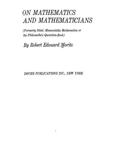 On mathematics and mathematicians