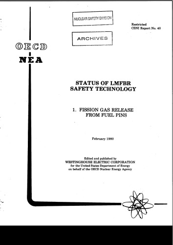 Status of LMFBR safety technology. 1, Fission gas release from fuel pins