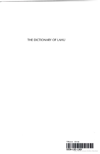 The dictionary of Lahu