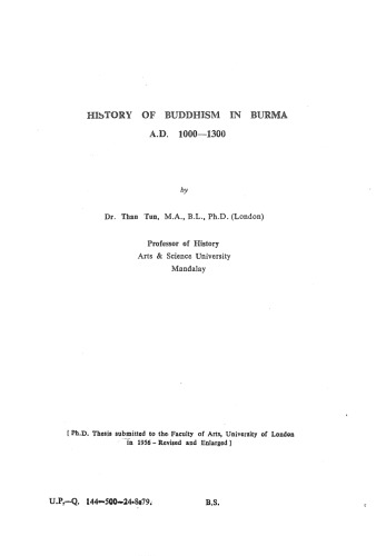 History of Buddhism in Burma A.D. 1000-1300