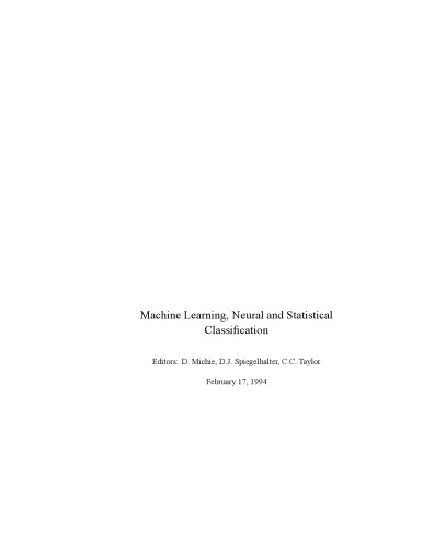 Machine learning, neural and statistical classification